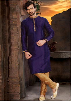 Violet Color Silk Fabric Kurta Set